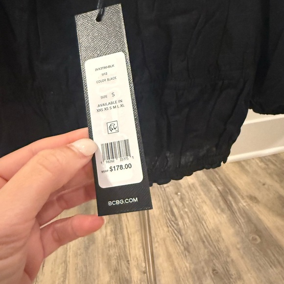 BCBG | Black Puff Sleeve Crop Top Small - Picture 4 of 9